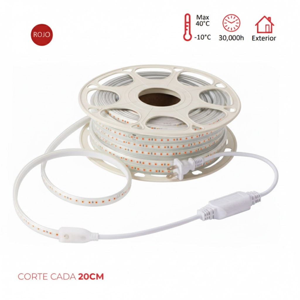 Manguera LED Doble SMD 2835 Roja 25M Exterior 4600 Lúmenes IP65 Atenuable - WINLED